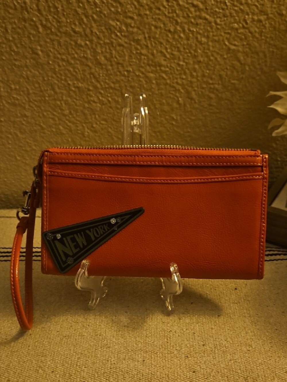 Coach Orange Poppy Patent Zippy Wallet/Wristlet with Silver Plaque - Picture 2 of 8
